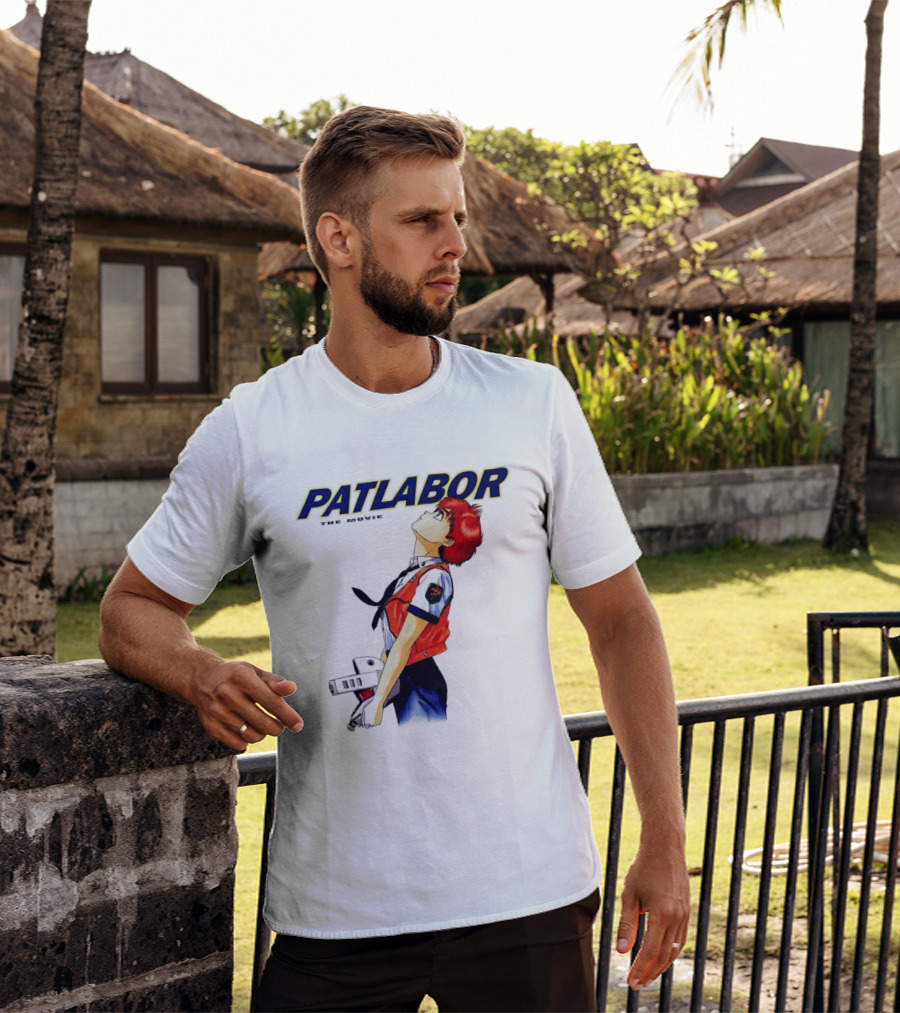 Patlabor The Movie Anime Girl Holding Helmet Looking Up T-Shirt