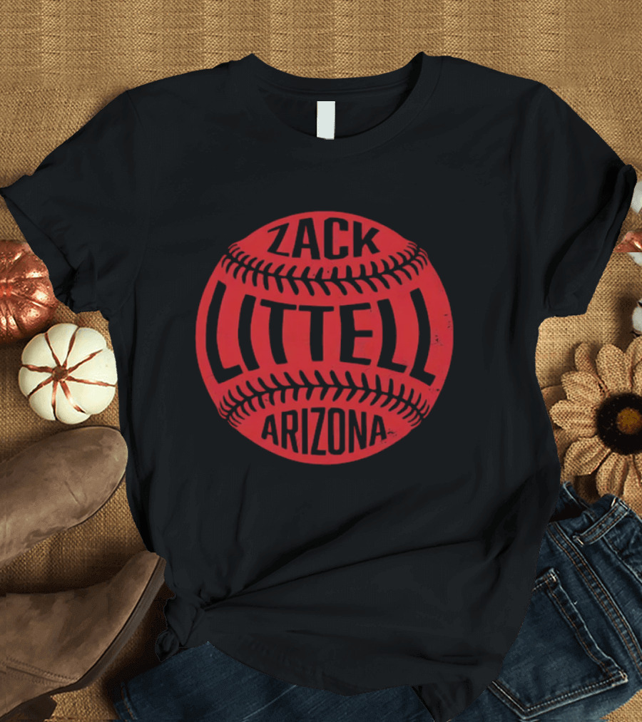 Zack Littell Arizona Distressed Red Baseball Seams T-Shirt