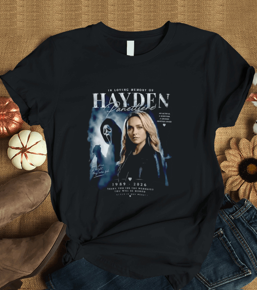 In Loving Memory Of Actress Hayden Panettiere 1989 2026 With Ghostface Shadow T-Shirt