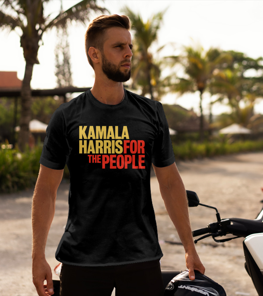 Kamala Harris For The People Text Classic Bold Yellow And Red T-Shirt