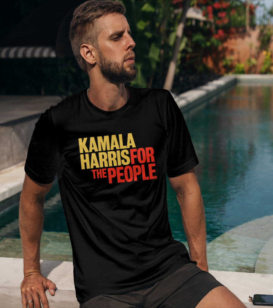 Kamala Harris For The People Text Classic Bold Yellow And Red T-Shirt