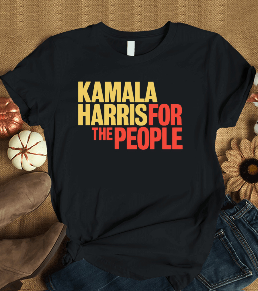 Kamala Harris For The People Text Classic Bold Yellow And Red T-Shirt