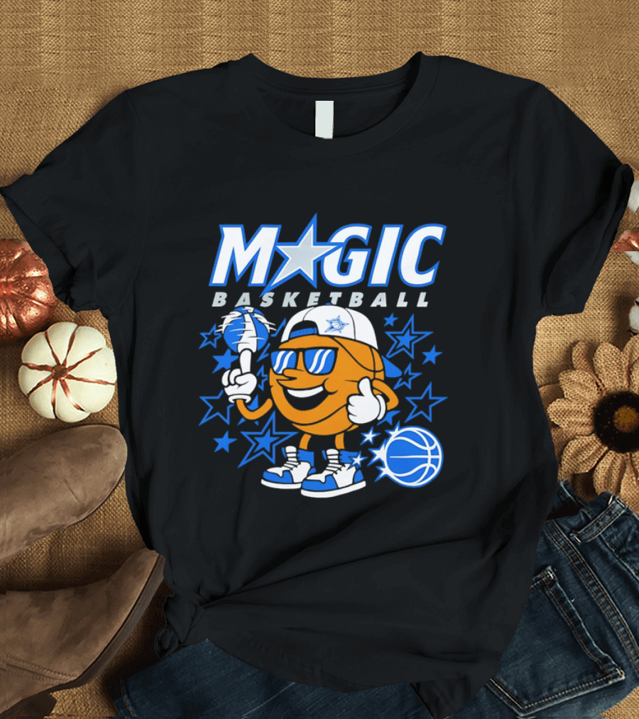 Magic Basketball Cartoon With Sunglasses And Stars T-Shirt
