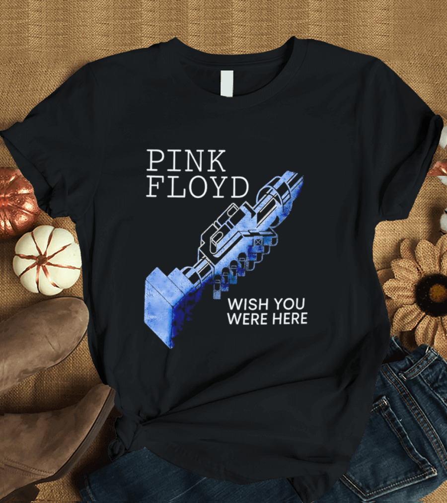 Pink Floyd Wish You Were Here Blue Mechanical Robot Handshake T-Shirt