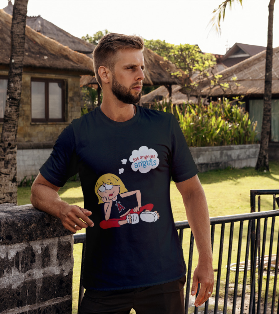 Los Angeles Angels MLB Blonde Girl Thought Bubble Sitting Pose T-Shirt