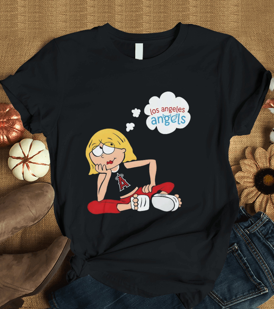Los Angeles Angels MLB Blonde Girl Thought Bubble Sitting Pose T-Shirt