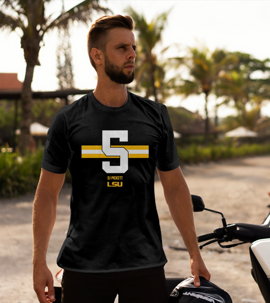 LSU Tigers DJ Pickett Number 5 Yellow T-Shirt
