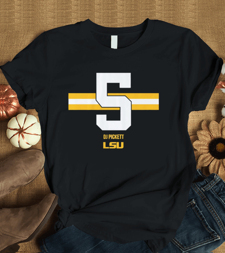 LSU Tigers DJ Pickett Number 5 Yellow T-Shirt