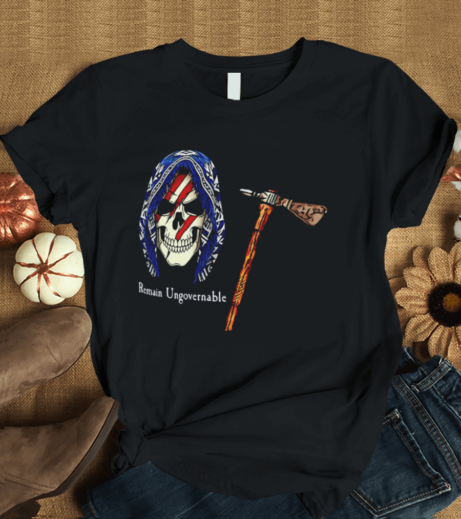 Remain Ungovernable Hooded Skull With Hammer Anti Authority T-Shirt