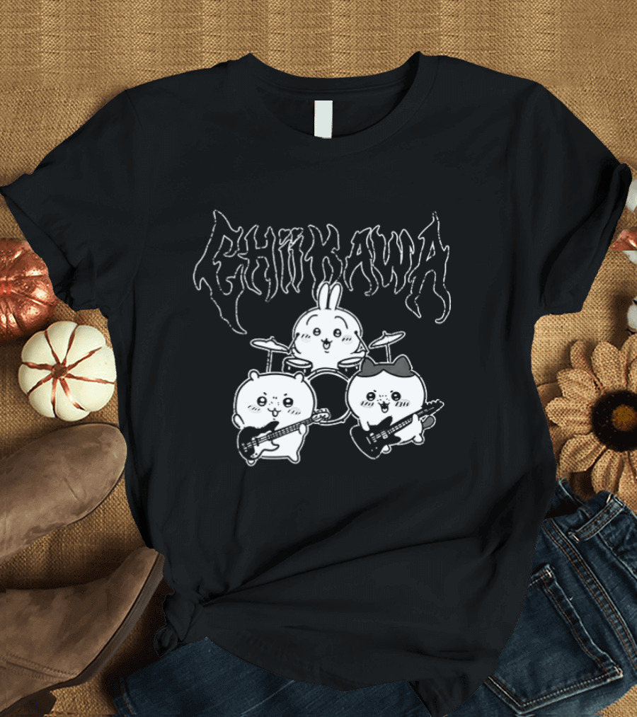 Chiikawa Kawaii Metal Band Characters With Instruments T-Shirt