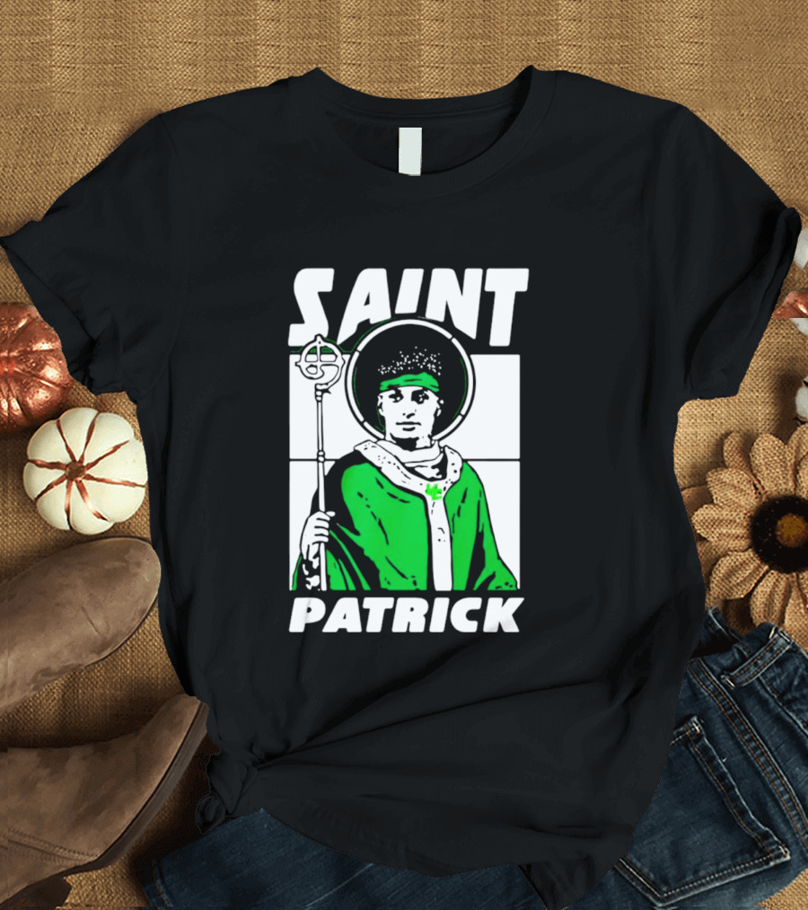 Saint Patrick Mahomes Kansas City Chiefs Iconic Green Halo And Staff T-Shirt