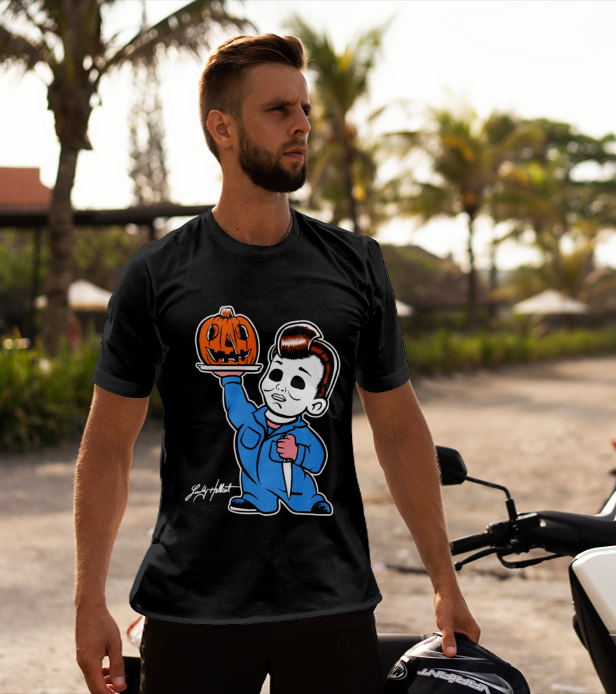 Michael Myers Big Boy Halloween Pumpkin Knife T-Shirt