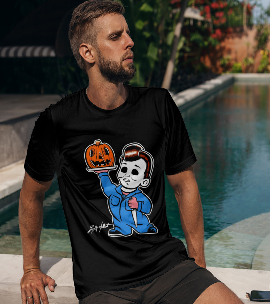 Michael Myers Big Boy Halloween Pumpkin Knife T-Shirt