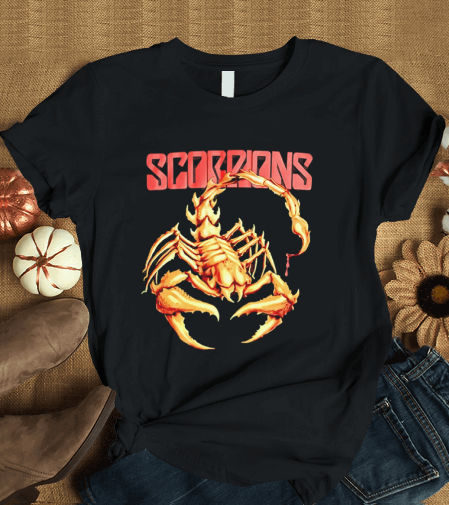 Scorpions Golden Metallic Skeleton Dripping Blood T-Shirt