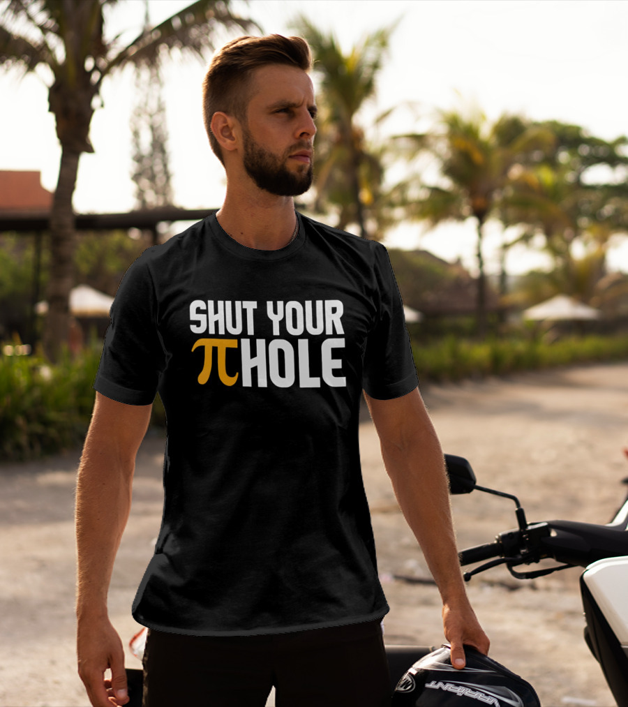 Shut Your Pi Hole Yellow Greek White Block Lettering T-Shirt