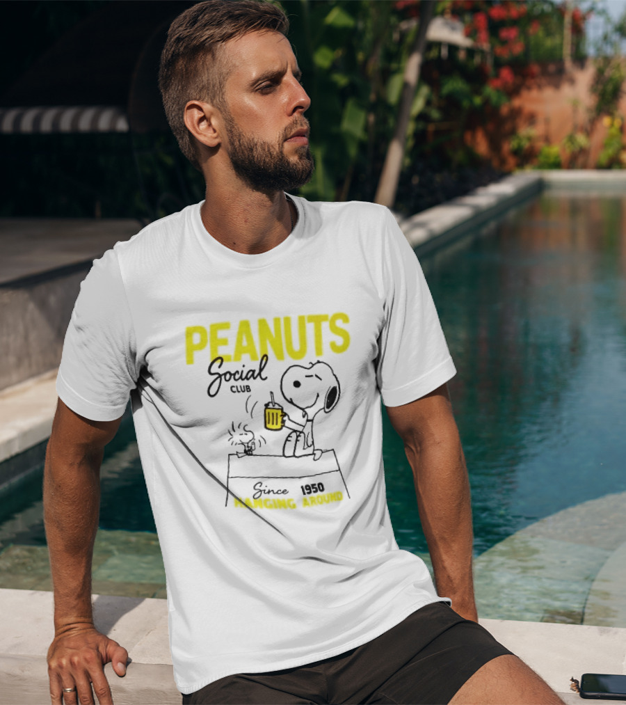 Peanuts Social Club Since 1950 Hanging Around Snoopy Woodstock T-Shirt