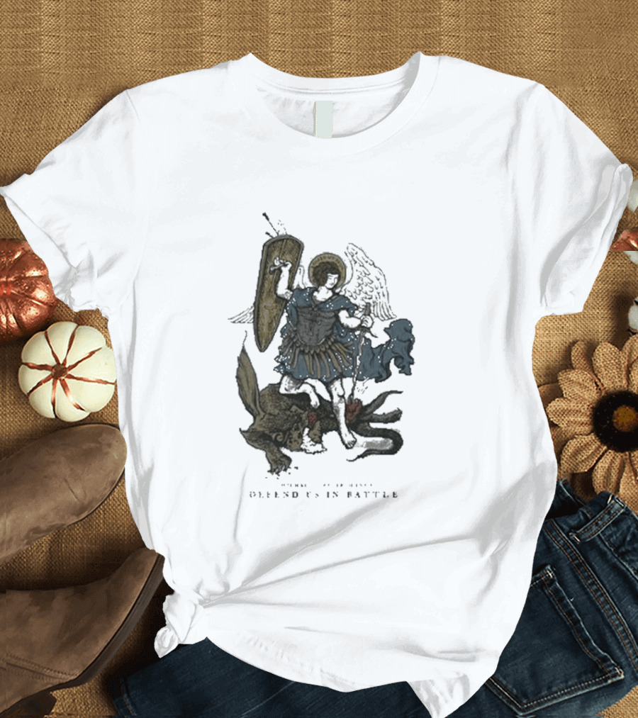 Saint Mxxxxxx Archangel Michael Defend Us In Battle Medieval Angelic Warrior T-Shirt