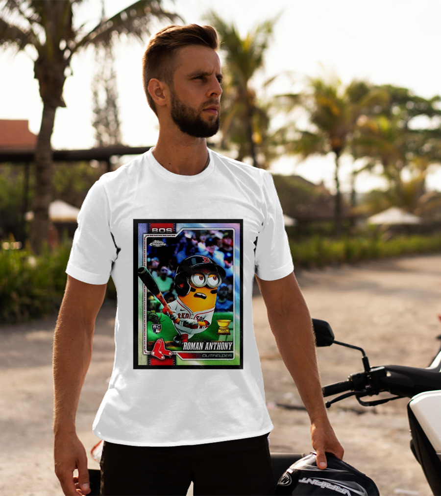 Minions Boston Red Sox Roman Anthony 2025 Topps Chrome Baseball Card T-Shirt