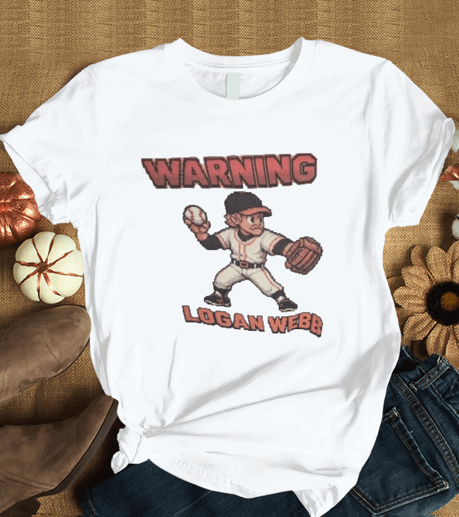 Warning Logan Webb 8 Bit Baseball T-Shirt