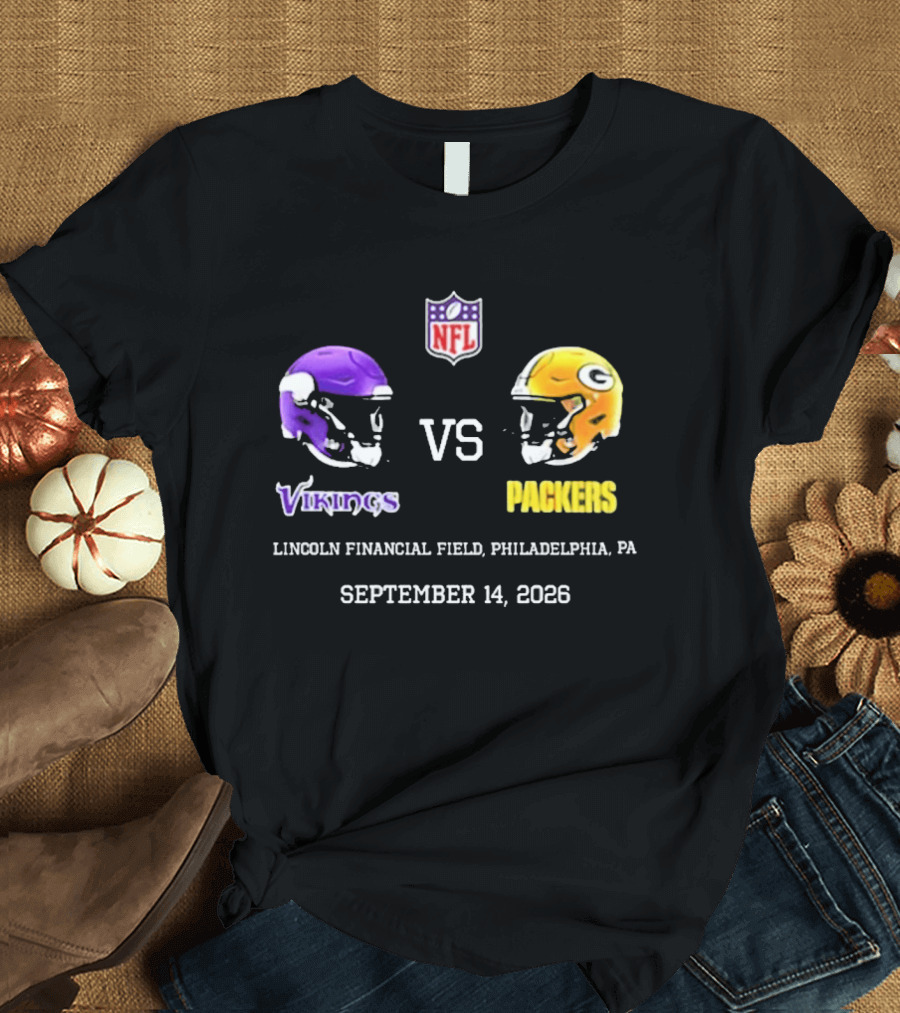 Vikings Vs Packers Lincoln Financial Field Philadelphia PA September 14 2026 T-Shirt