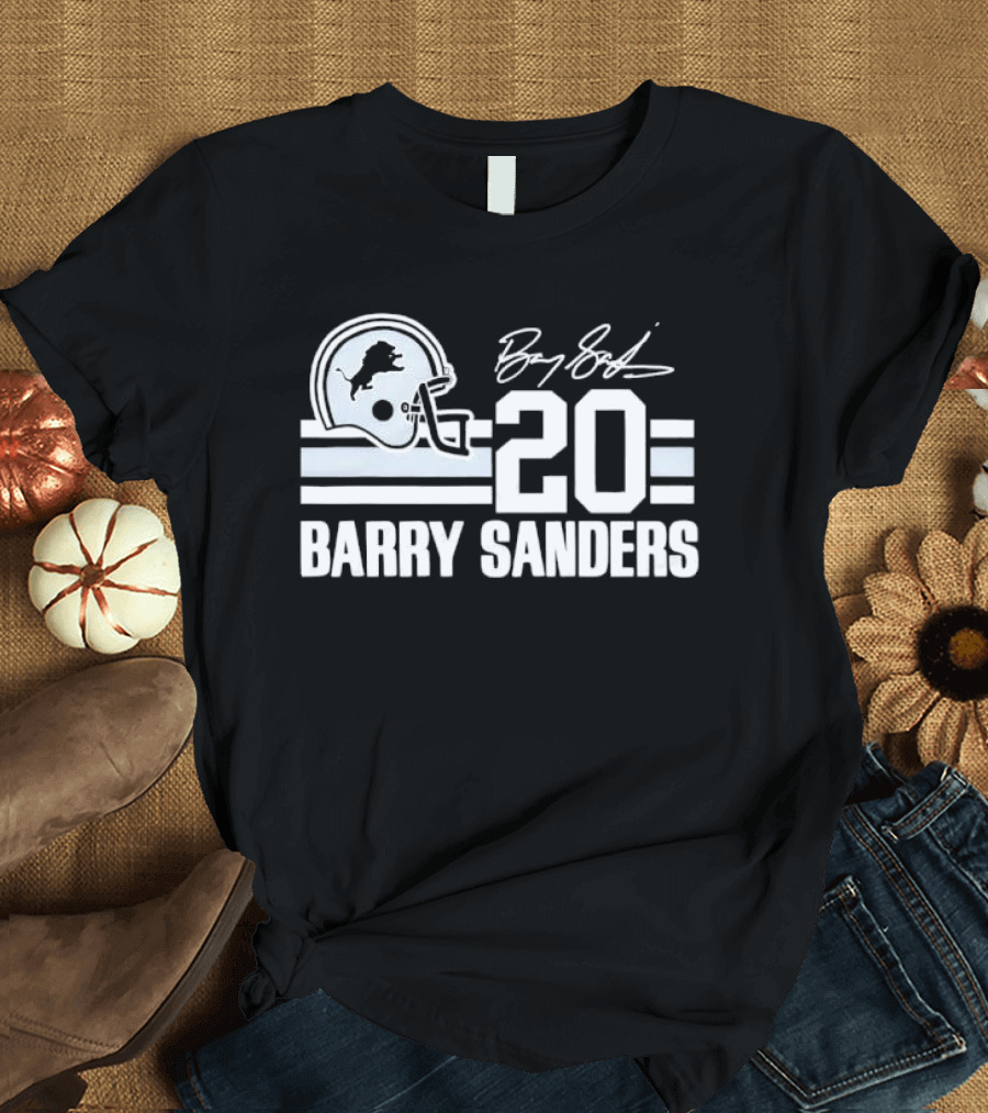 Detroit Lions Barry Sanders 20 Helmet Stripes By BS Signature T-Shirt