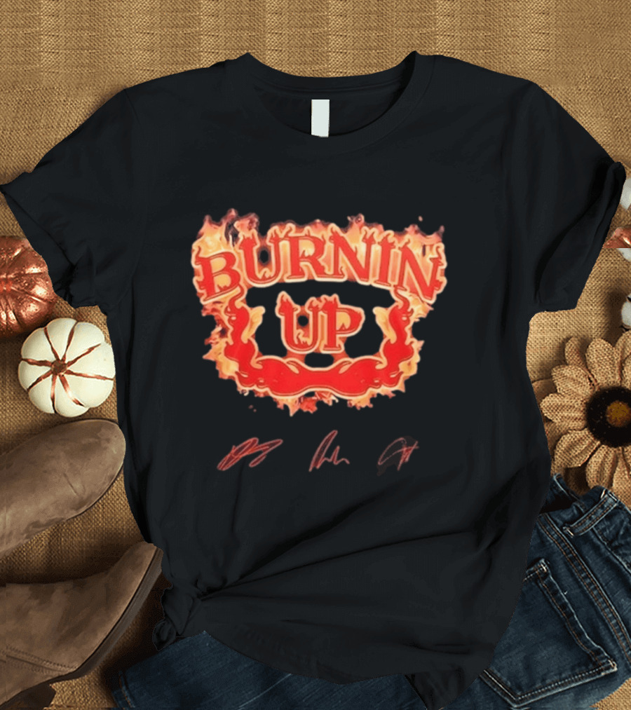 Jonas Brothers Burnin Up Tour Fiery Red Flame Letters T-Shirt