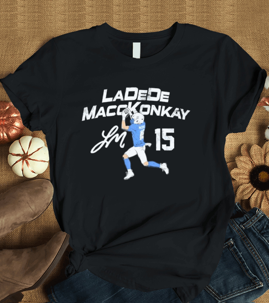 Ladd McConkey 15 Football Player Signature Catching Pass T-Shirt