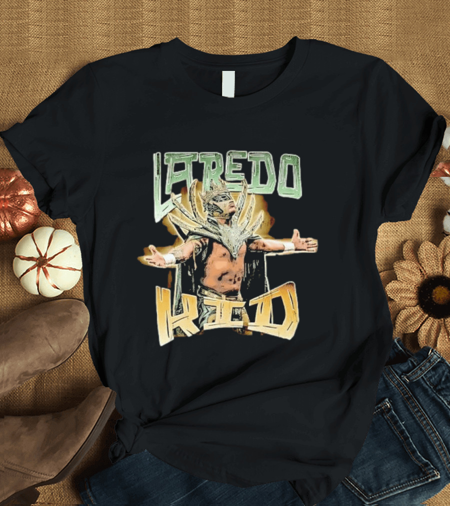 Laredo Kid Masked Luchador Arms Outstretched Distressed Luchador Champion T-Shirt