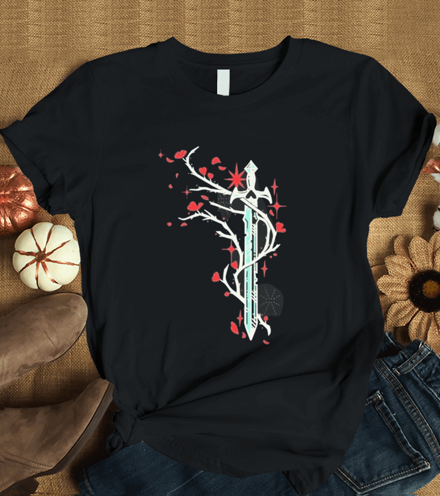 Lifesteal Sword With Red Petals Survival Gaming T-Shirt