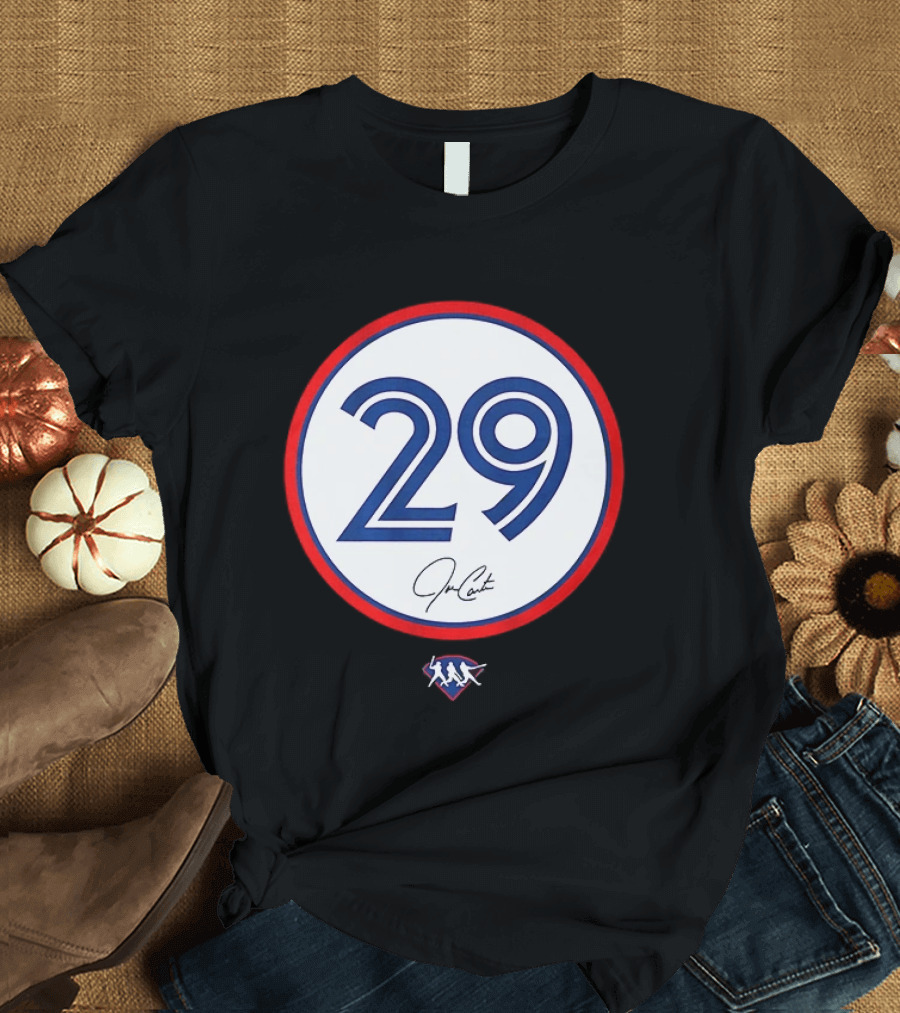 Joe Carter 29 Autograph Toronto Blue Jays Baseball T-Shirt