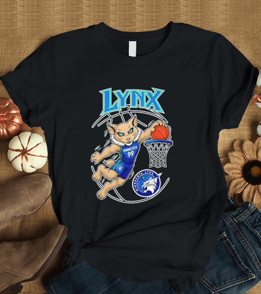 Minnesota Lynx 99 Cartoon Dunking Basketball Player T-Shirt