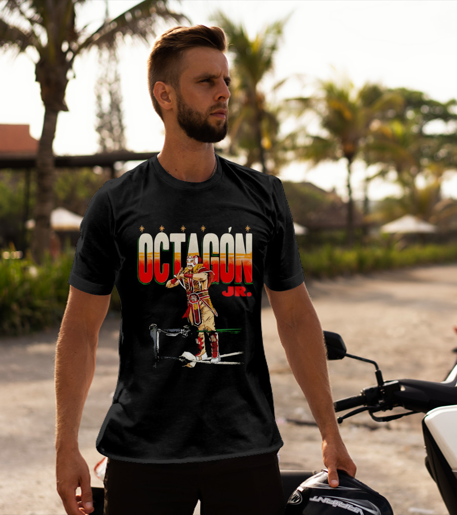 Octagon Jr Masked Lucha Libre Wrestler Ring Ropes Stars Distressed T-Shirt