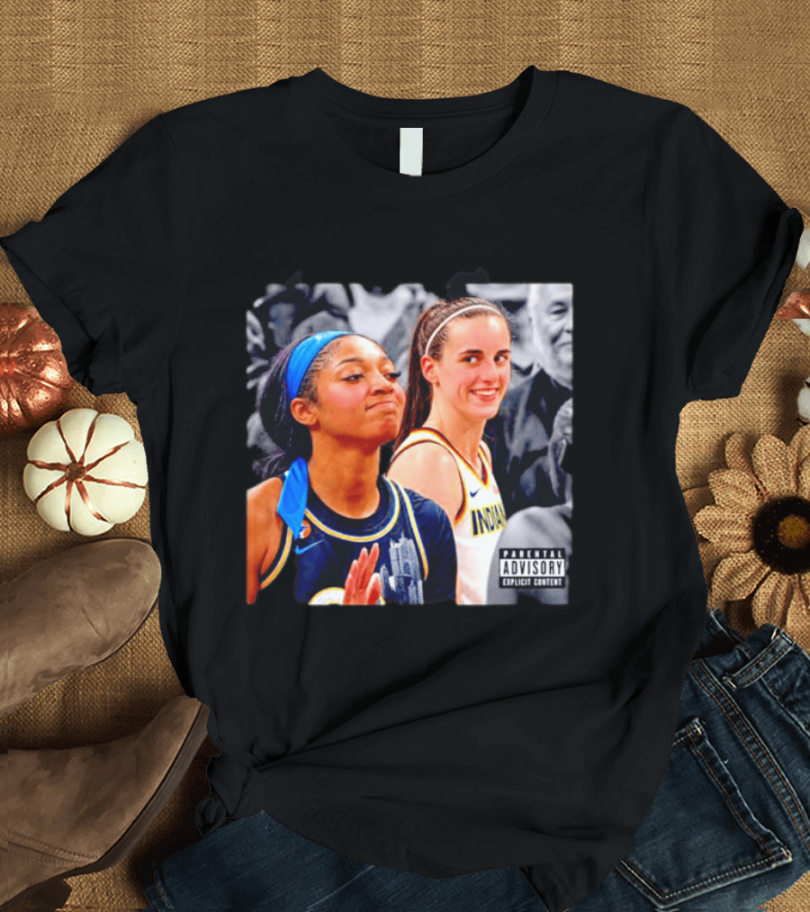 Caitlin Clark Angel Reese Parental Advisory Explicit Content T-Shirt