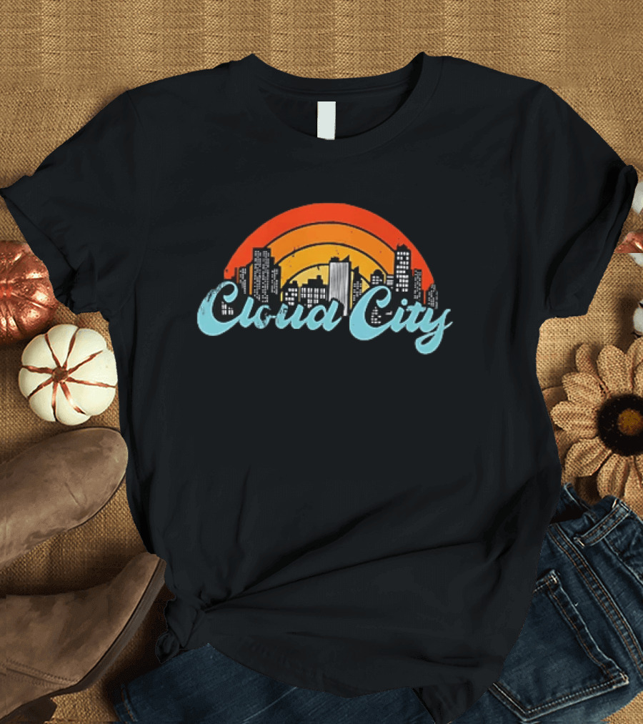 Cloud City Ganja White Night Skyline Retro Vibes T-Shirt