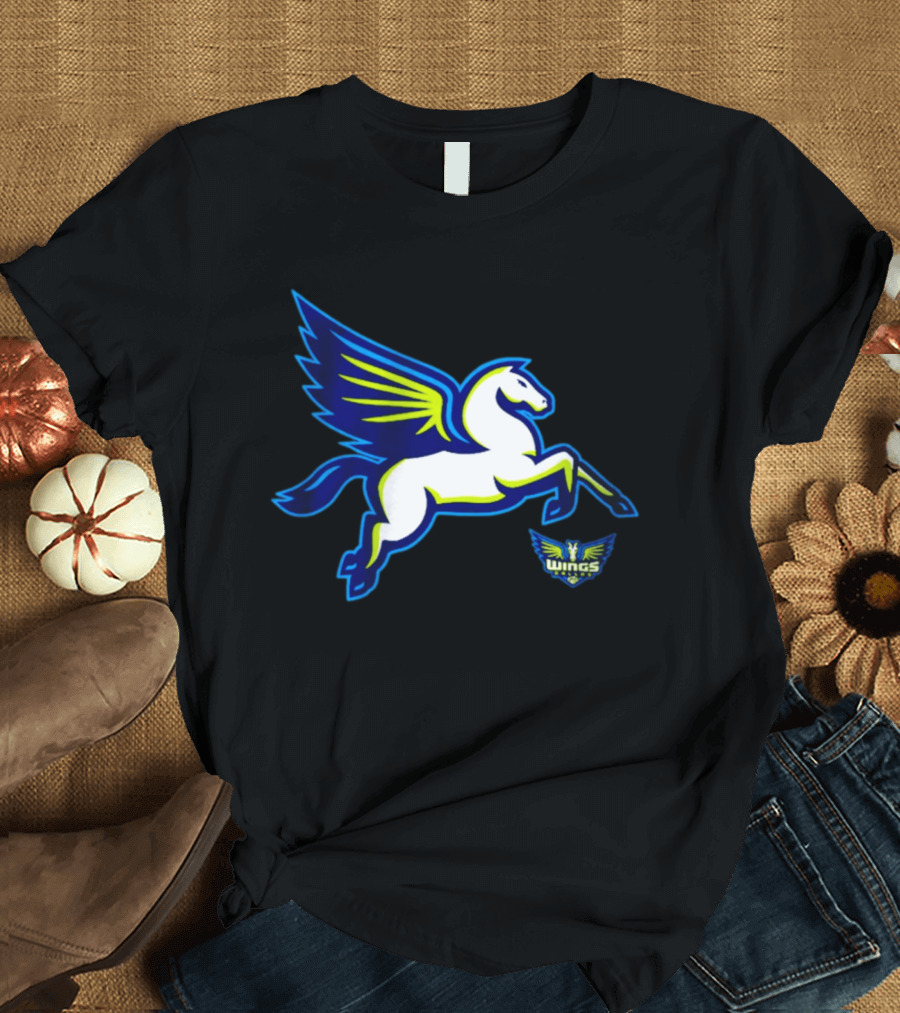 Dallas Wings Pegasus Bold Icon Blue Green T-Shirt