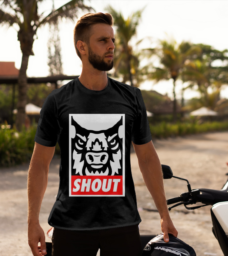 Shout Buffalo Bison Stylized Face T-Shirt
