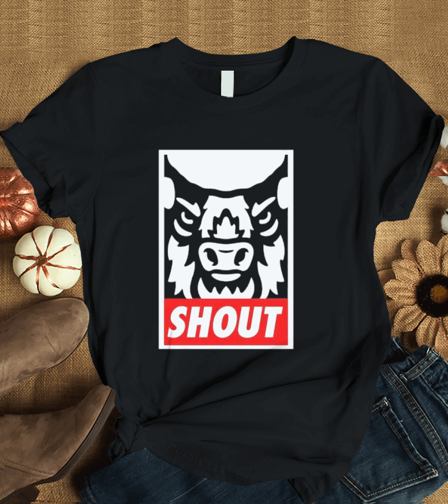 Shout Buffalo Bison Stylized Face T-Shirt