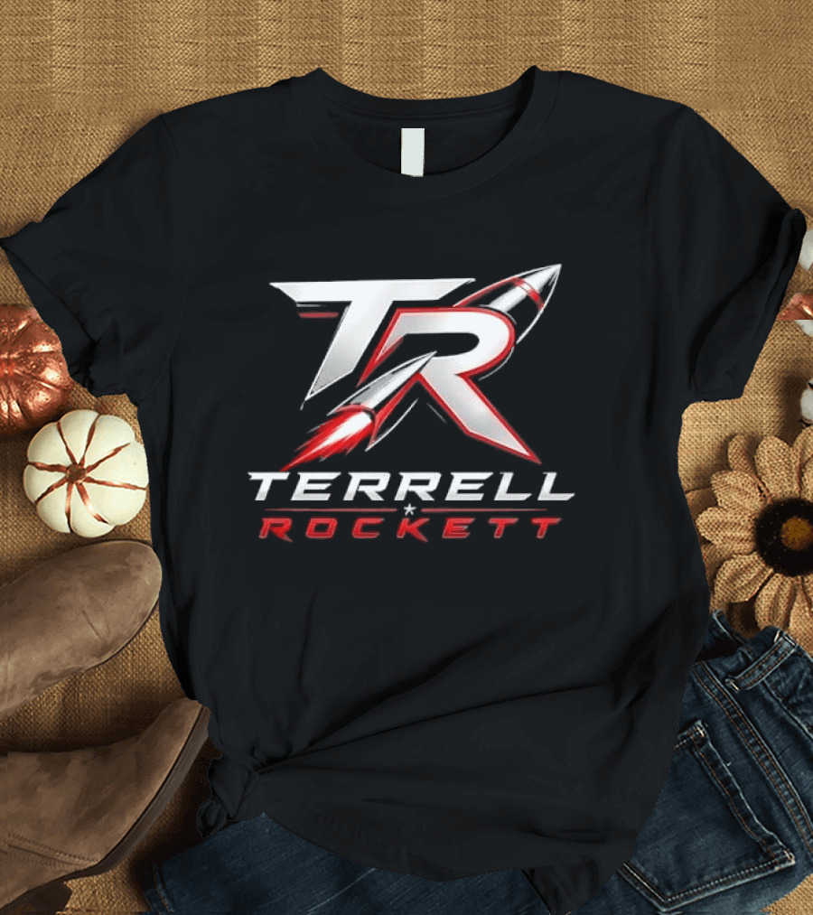 Terrell Rockett Silver Metallic Monogram TR Rocket Terrell Rockett T-Shirt