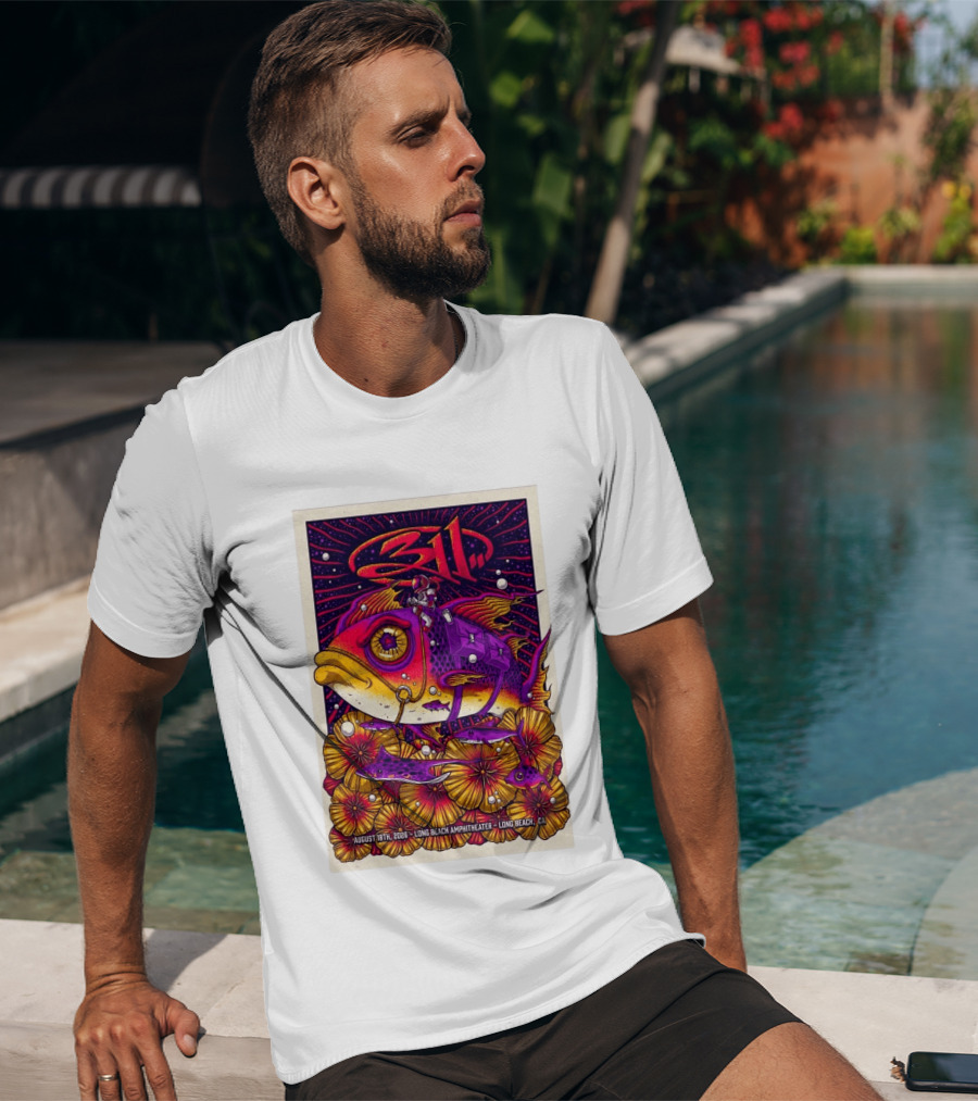 311 August 18 2026 Long Beach Amphitheater CA Psychedelic Fish And Astronaut T-Shirt