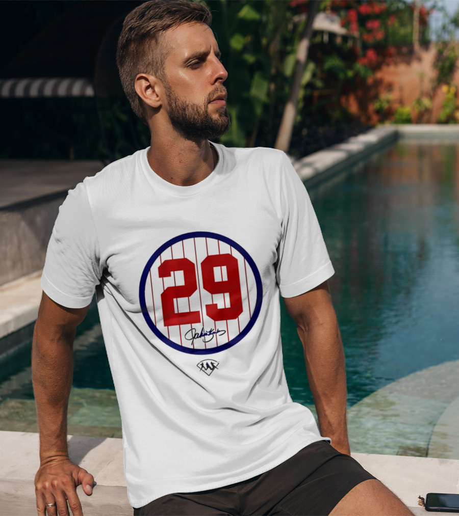 John Kruk 29 Red Pinstripe Circle Patch Baseball Diamond T-Shirt