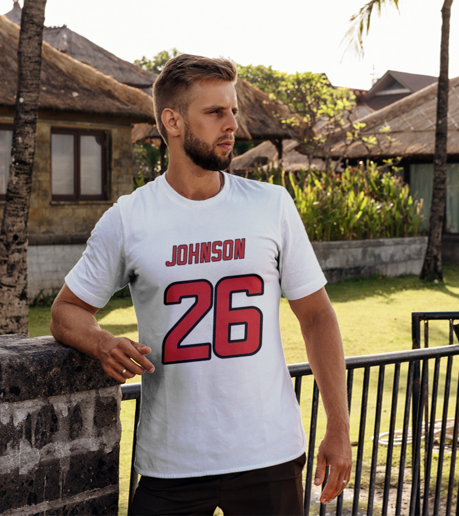 Johnson 26 Red Athletic Jersey Number Sports T-Shirt