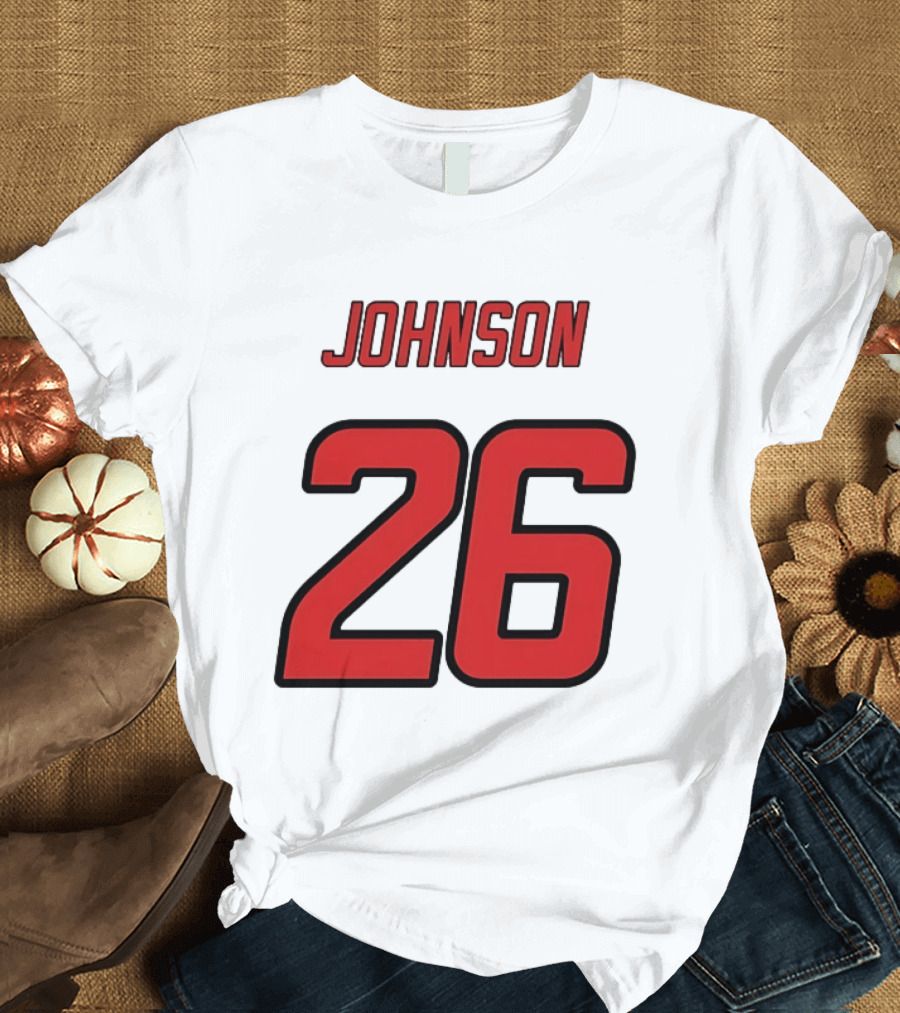 Johnson 26 Red Athletic Jersey Number Sports T-Shirt