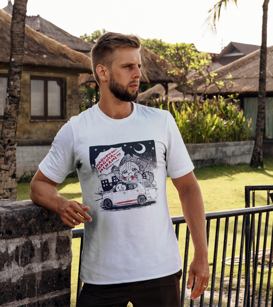 Marukoshi Nagoya Minami Kanakoji Tomori Angry Driver Hatchback Car Manga Style Night Scene T-Shirt