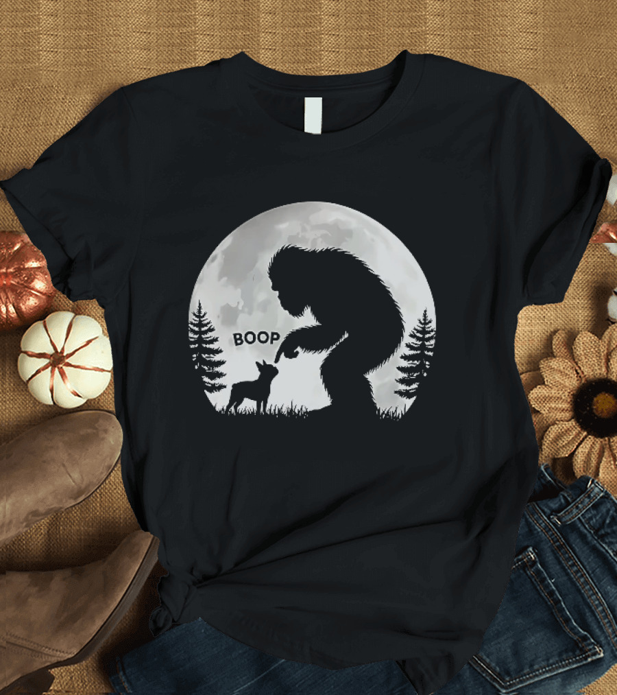 Bigfoot Boop Moonlight Boston Terrier T-Shirt