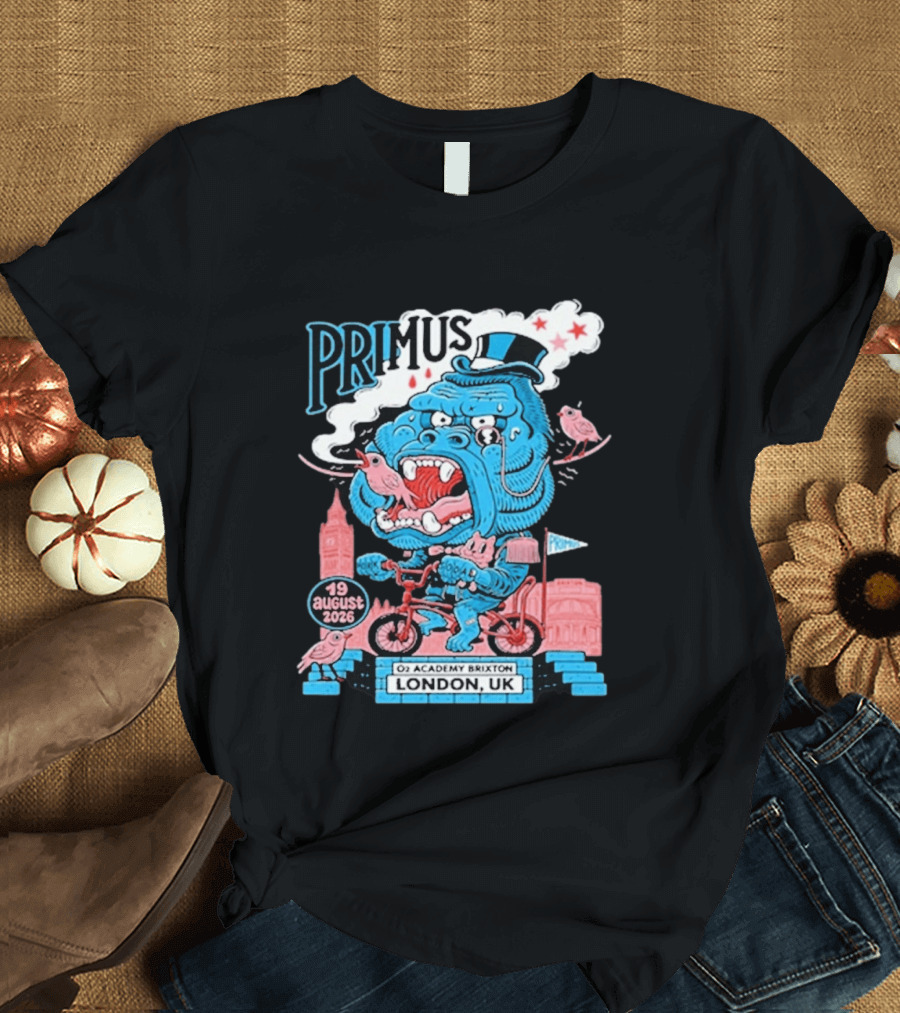 Primus 19 August 2026 O2 Academy Brixton London UK Blue Monster T-Shirt