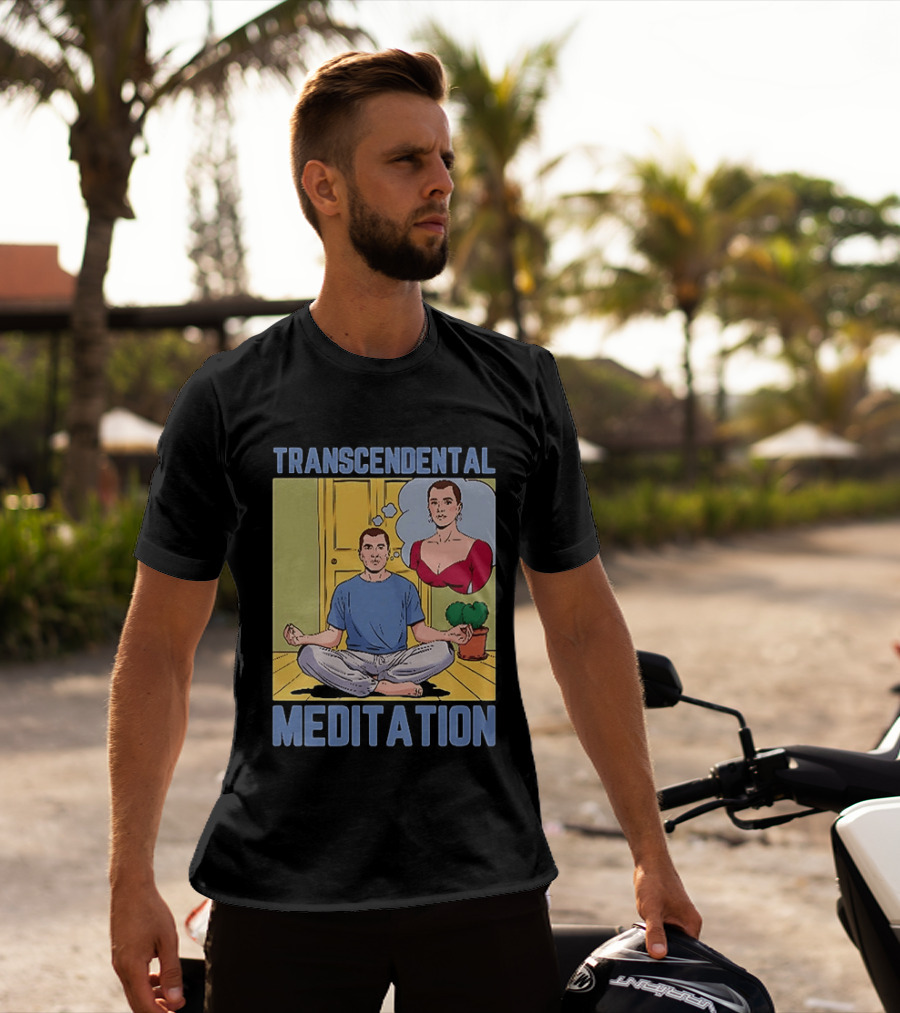 Transcendental Meditation Retro Comic Style Man Meditating Thought Bubble T-Shirt
