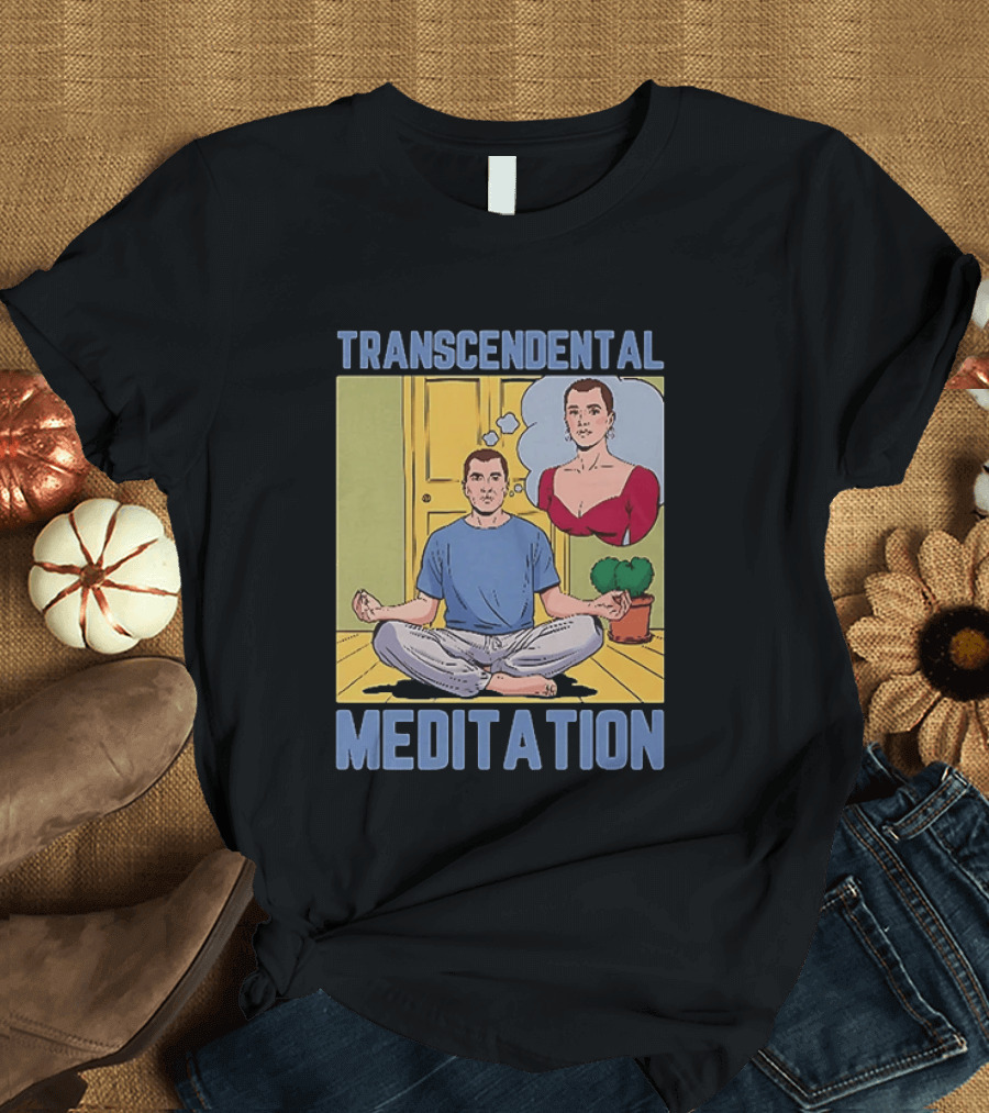 Transcendental Meditation Retro Comic Style Man Meditating Thought Bubble T-Shirt