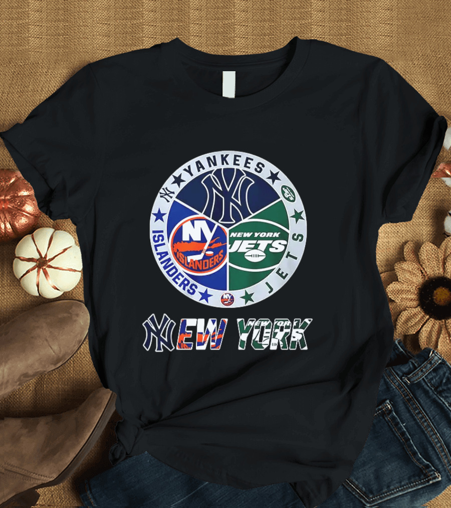 Yankees Islanders Jets New York Sports Teams Logos T-Shirt