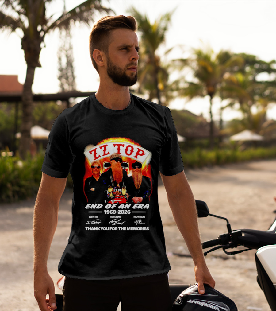 ZZ Top End Of An Era 1969 2026 Dusty Hill Frank Beard Billy Gibbons Thank You For The Memories T-Shirt