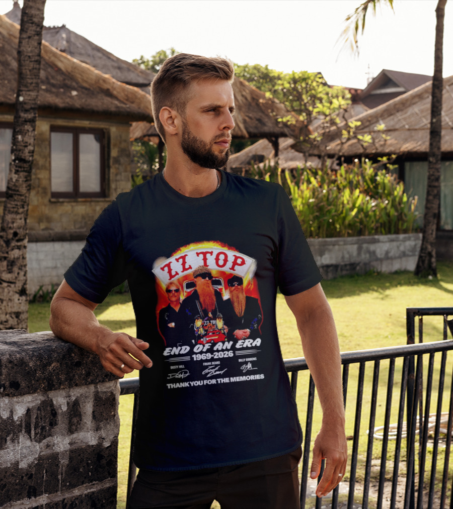 ZZ Top End Of An Era 1969 2026 Dusty Hill Frank Beard Billy Gibbons Thank You For The Memories T-Shirt